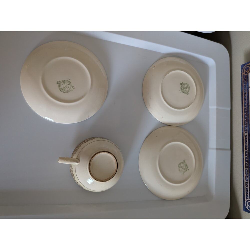 Paden City Pottery Pink Rose Pattern & Gold Trim Set Of 8 Plates & 2 Tea Cups - Picture 8 of 8